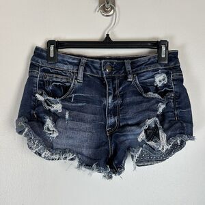American Eagle Denim Shorts Womens Size 6 Vintage Hi-Rise Festival Cut Off Boho
